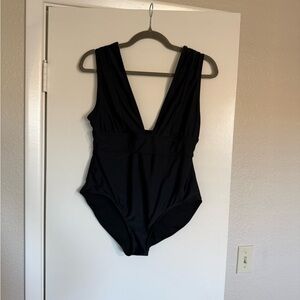 Black Girls' One-Piece Swimsuit - Classic V-Neck